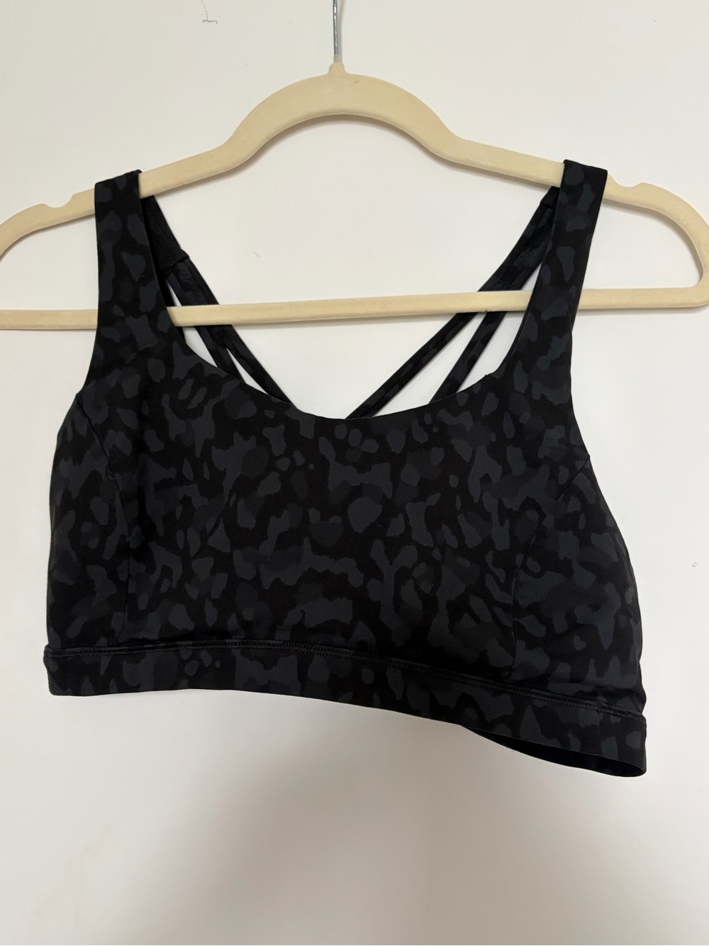 lululemon athletica Black and Charcoal Leopard-Print Strappy Sports Bra